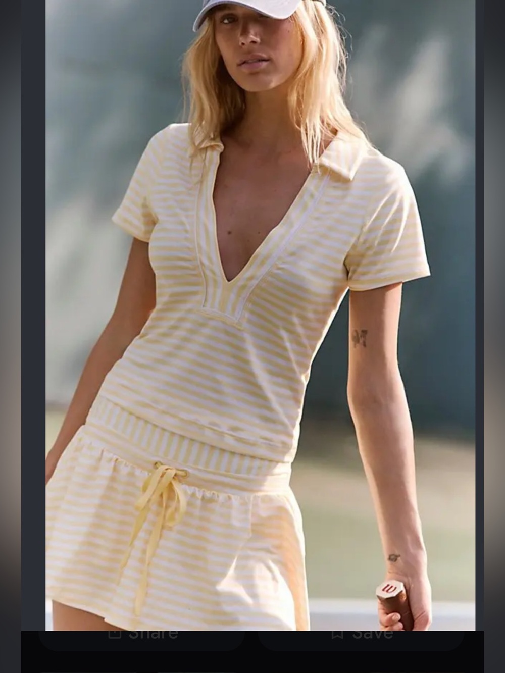 Free people movement racket ready sunlight stripe deep v neck collared shirt lg